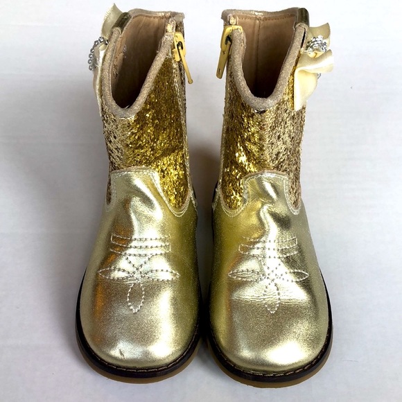 Kryssi Kouture Gold Glitter Cowgirl Boot, Size 8 - Picture 6 of 10